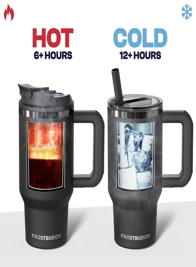 Frost Buddy Thicc Buddy - 16 oz Stainless Steel Vacuum Insulated Tumbler with Lid and Straw for Water - Travel Mug Cupholder Friendly - Gifts for Women Men Him Her (Black) - Image 5